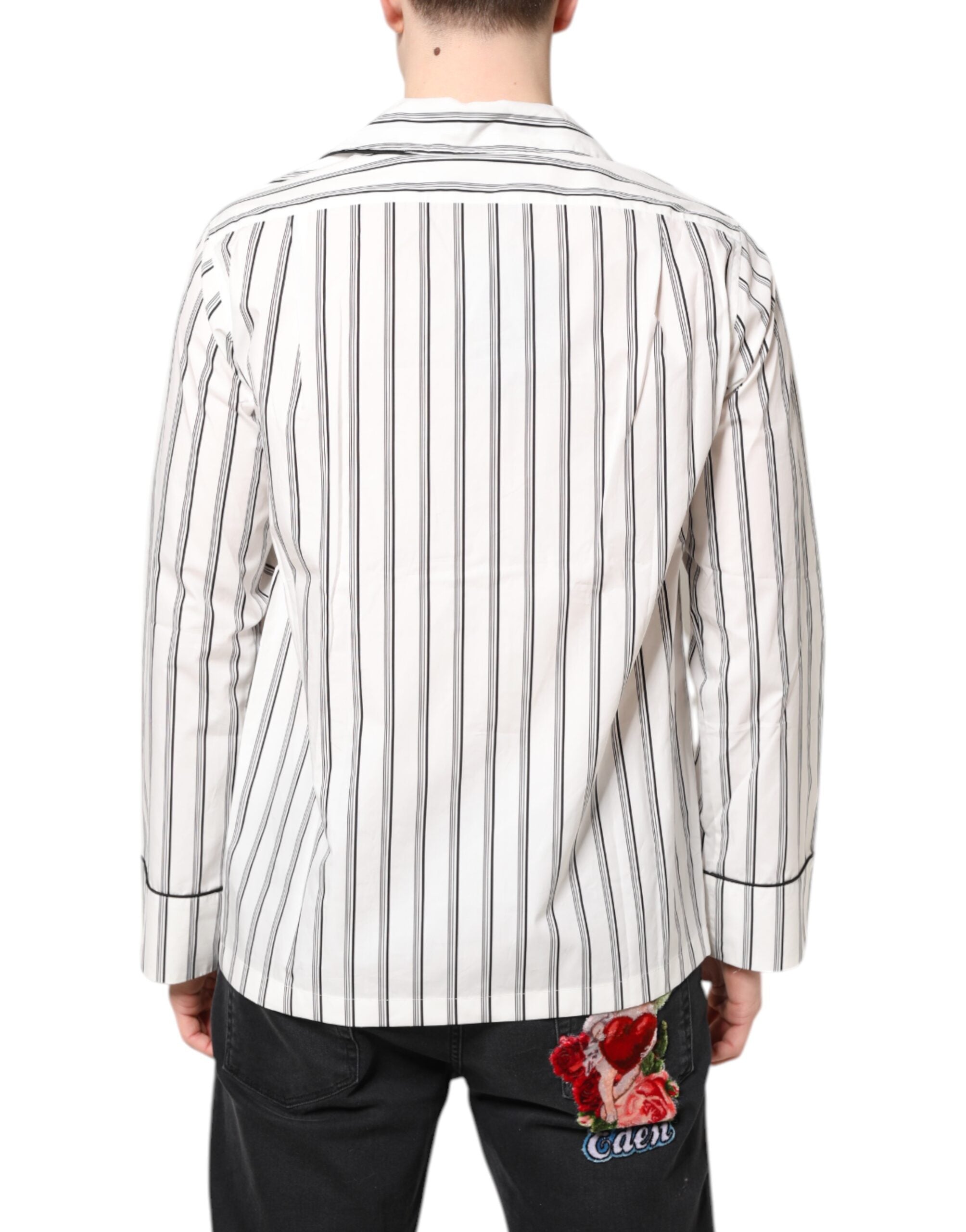 Dolce & Gabbana white striped lounge pajama shirt